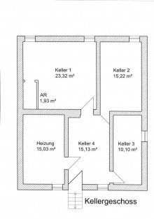 Grundriss Kellergeschoss 2026 BEREITS VERKAUFT: Zweifamilienhaus mit gro�em Garten in Hennickendorf