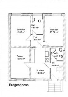Grundriss Erdgeschoss 2026 BEREITS VERKAUFT: Zweifamilienhaus mit gro�em Garten in Hennickendorf