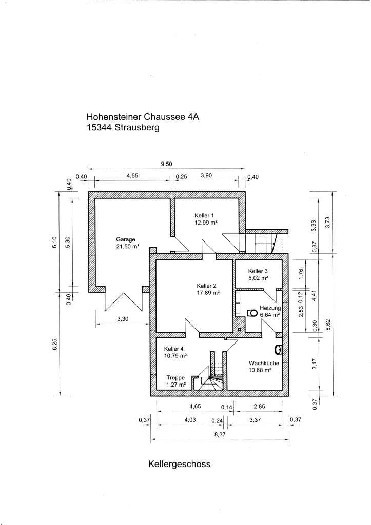 Grundriss Kellergeschoss Einfamilienhaus Strausberg